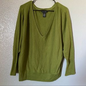 Lane Bryant Top Blouse Plus Size 14/16 Dolman Sleeve Solid Green Knit V-neck